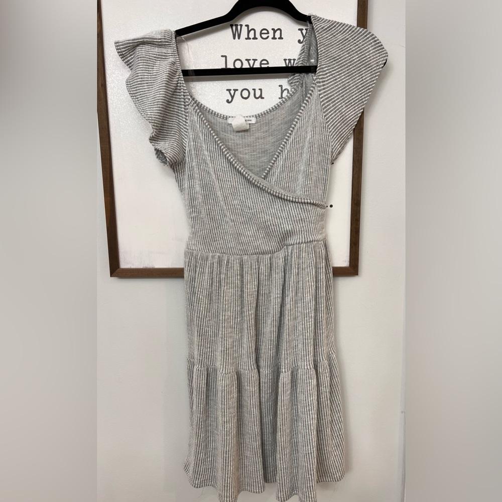 Pinstripe ruffle dress